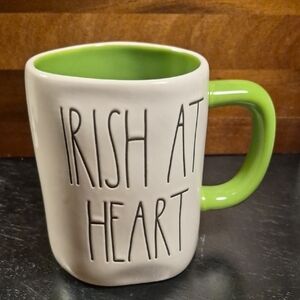 Rae Dunn Irish At Heart Mug - Green and Cream